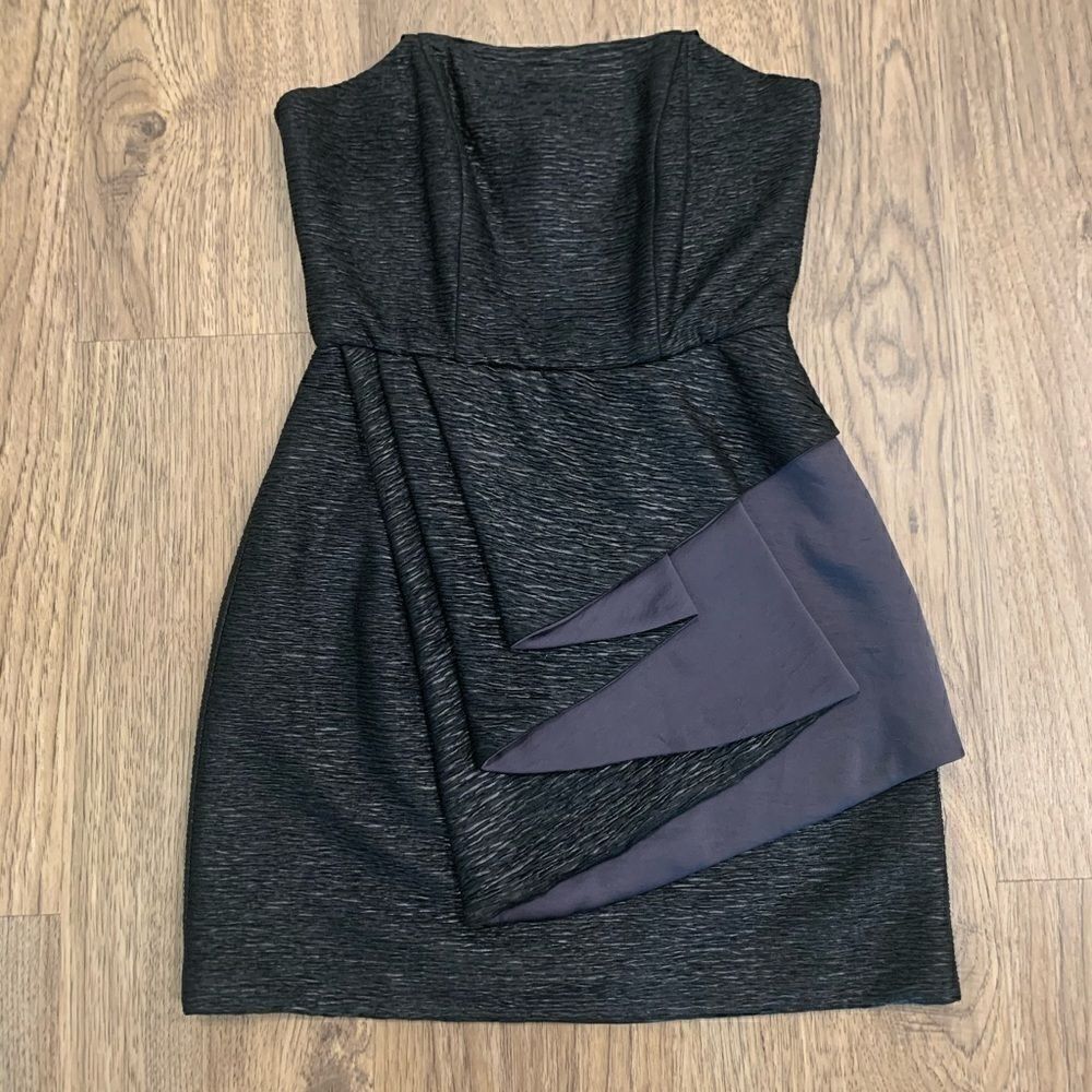 BCBGeneration Black Strapless Draped Front Dress - Picture 4 of 6